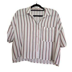 Pull & Bear White Striped Blouse